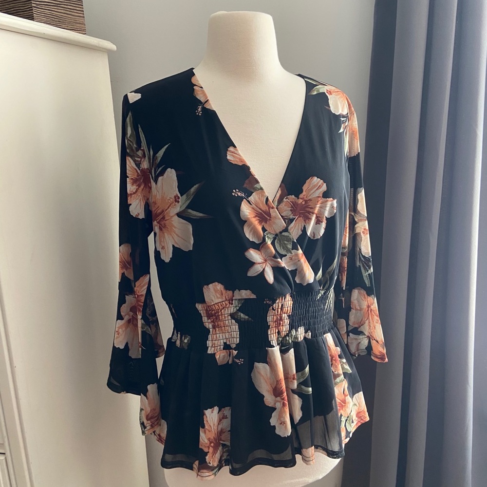 Chic Low Cut Floral Top